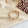 Elastico per capelli beige intrecciato in tessuto a maglia a coste per donna - Beige