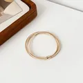 Elastic four-in-one ponytail holder hair ties in champagne gold with metal buckle - Beige