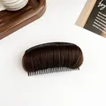 Deep brown hair volume bump tool with high-quality synthetic fibers and hidden comb - Tan