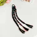 Extension de tresse colorée pour queue de cheval avec rubans néon et élastique robuste - Noir Brun Avec Rubans Colorés