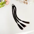 Extension de queue de cheval tressée à trois brins brun foncé avec élastique noir - Marron Noir