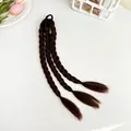 Extensions de tresses châtain foncé avec élastique noir pour queue de cheval haute - Brun Foncé