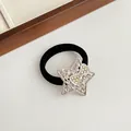 Élastique à cheveux noir avec nœud en strass étincelants et étoile argentée - 02# Argent Étoile Papillon