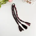 Extension de queue de cheval tressée noir et rose avec accessoire élastique cheveux - Noir Rose