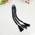 Extension de tresse à trois brins avec élastique en noir et bleu klein mélangés - Noir et Bleu