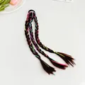 Porte-queue de cheval tressé brun foncé avec cordons néon colorés et élastique noir - Brun Foncé Avec Rubans Colorés