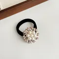 Élastique à cheveux noir avec tournesol doré orné de perles et strass brillants - 10# Or Tournesol Perle