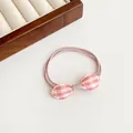 Pink gingham bow hair tie set with triple elastic bands for a sweet feminine style - Pink