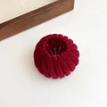Deep red flocked velvet bird nest hair clip with retractable expandable design - Burgundy