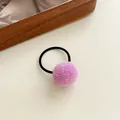 Light purple plush ball hair tie with elastic black band for kids and girls - Light Purple