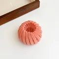 Velvet coral pink bird nest hair claw ring for elegant bun and ponytail styling - Pink