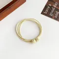 Five-piece set of cream high-elasticity hair ties with decorative double knot design - Fruit Green