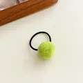 Cute bright green pom pom hair tie with black elastic band for girls hairstyle - Green