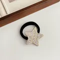 Élastique à cheveux noir avec breloque étoile en strass multicolores pour femme - 020# Étoile à Cinq Branches Strass AB