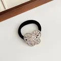 Élastique noir avec ornement métallique étincelant en forme de cœur et d'étoile - 021# Coeur Étoile Superposés Strass