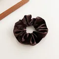 Dark brown oversized velvet scrunchie with a soft silk texture and vintage design - Dark Coffee