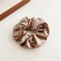 Coffee brown velvet scrunchie with vintage French aesthetic and soft pleated texture - Light Coffee