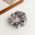 Gray satin hair scrunchie with sparkling rhinestones and high elasticity - Gray