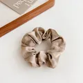Elegant champagne satin scrunchie with sparkling rhinestones for high ponytail styles - Khaki