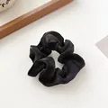 Elegant black organza scrunchie with a soft pleated texture and high elasticity - Black