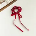 Coletero de satén rojo vino con lazo largo y perlas blancas decorativas - Rojo
