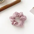 Pale purple satin scrunchie with soft pearlescent luster and elegant pleated texture - Bean Paste Purple