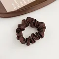 Elegant deep coffee satin scrunchie with silk texture for high ponytail styling - Dark Coffee