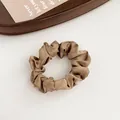Elegant coffee brown satin scrunchie with a silky finish for high ponytail styling - Light Coffee