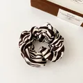 French vintage zebra pattern scrunchie in dark coffee and cream for high ponytails - Zebra Beige Coffee