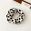 Vintage black and white leopard pattern scrunchie hair tie with high elasticity - Polka Dot Beige