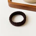 Durable dark brown seamless hair tie with elastic ribbed fabric for ponytail holder - Dark Coffee