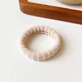 Creamy beige thick towel hair tie with elastic ribbed texture for daily use - Beige