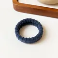 Durable navy blue ribbed scrunchie with high elasticity for ponytail styling - Navy Blue
