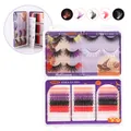 Bunte Halloween falsche Wimpern Set mit gemischten Einzelbüscheln und Streifen - Farbige Cluster Wimpern Auswahl (DIY-JMS025)
