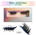 Macro detail of YY01 2-in-1 false eyelashes with blue glitter eyeliner and laser packaging - Blue Glitter Style (YY-01)