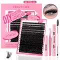 Kit ciglia finte fai-da-te 10-16mm con pinzetta rosa, colla e sigillante per ciglia - Stile Liscio Rosa (DIY-TZYW-035)