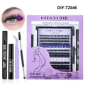 DIY σετ βλεφαρίδων με μπλε και μωβ τούφες, εργαλεία και κόλλα για εύκολη χρήση - Μαύρο Μπλε Μωβ Λευκό Μικτό Σετ (DIY-TZ046)