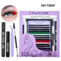 Σετ DIY χρωματιστές βλεφαρίδες με κόλλα, αφαιρετικό, λαβίδα και βουρτσάκι σετ - Μαύρο Πράσινο Κόκκινο Μωβ Μικτό Σετ (DIY-TZ047)