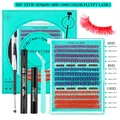 Kit ciglia finte colorate fai-da-te viola blu rosso 10-16mm con colla e sigillo - Stile Colorato 60D 80D 100D(DIY-TZYW-029)