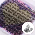 LOMEE DIY faux cils en grappes noirs avec volume multicouche et fibres synthétiques - Boîte Simple 120 Pièces - Noir Moelleux (DIY-SET10-001)