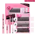 Pink DIY lash extension kit with 148 clusters 10-16mm and complete bond seal tools - Diy-tzyw-053---pink Set