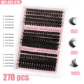 DIY Einzelwimpern-Set mit 270 Clustern in 60D 80D und 100D Volumen für dichten Look - 10-18mm Mischdichte Stil / DIY-SET-275 (Einzelwimpern) / Schwarz