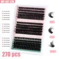 270 Wimpernbüschel DIY Set mit 60D 80D 100D Dichte und 12-20mm Länge für Volumen - 12-20mm Mischdichte Stil / DIY-SET-276 (Einzelwimpern) / Schwarz