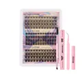 DIY Lash Cluster Extension Kit with mixed sizes, bond and seal glue, and pink tweezers - Pink Accessories Kit (DIY-SET-279)