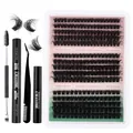DIY Wimpernverlängerung Set mit 60D 80D 100D Wimpern, Kleber und Entferner - 12-20mm Set Stil / DIY-SET-276 Mit Schwarz Werkzeugset / Schwarz