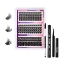DIY eyelash extension kit with black clusters from 10-16mm and bond seal tools - DIY-SET-301+Black 4-Piece Set