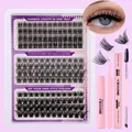 DIY eyelash extension kit with lashes, bond and seal, remover, and pink tweezers - DIY-SET-302 + Pink Tool Kit
