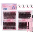 DIY cluster eyelash extension kit with 30D-60D lashes and pink tools set - JMS-044 Style With Pink Accessory Set