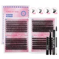 DIY eyelash extension kit with 30D-60D cluster lashes, bond seal and remover - JMS-044 Style With Black Accessory Set