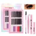 Kit ciglia finte colorate 60D-100D con colla, sigillante e pinzette professionali - Diy-set-308+ Set Rosa Da Quattro Pezzi